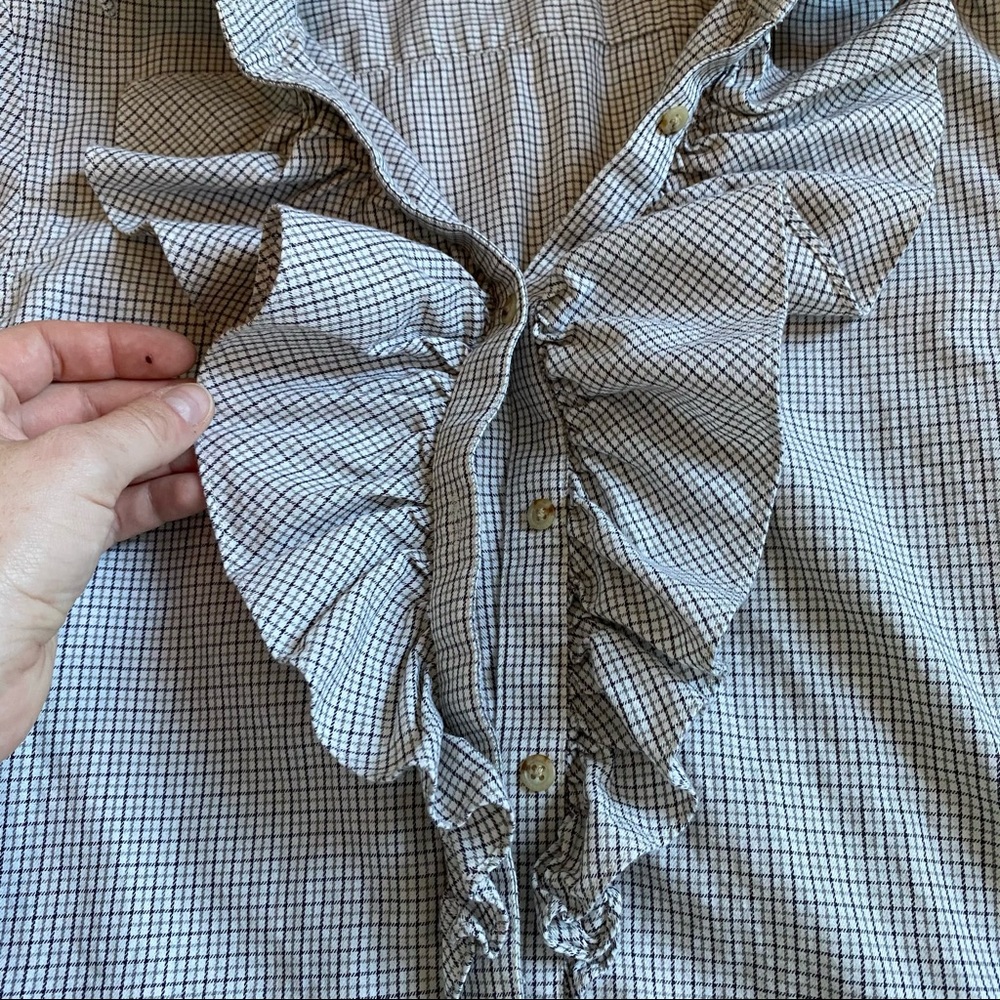 Plaid Ruffle Collar Button Down Top - image 2